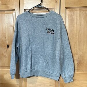SHEIN Gray Sweatshirt with Embroidered Text
